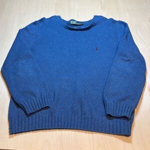 Polo Ralph Lauren Men Pullover Sweater 100% Cotton Exclusive Of Decoration Blue